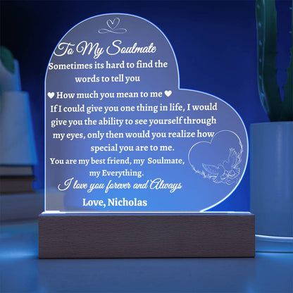 Acrylic Heart Plaque Gift for Soulmate | Gift for Her | Gift for Him | To My Soulmate Gift | Anniversary Gift | Wedding Gift | Gift for Partner