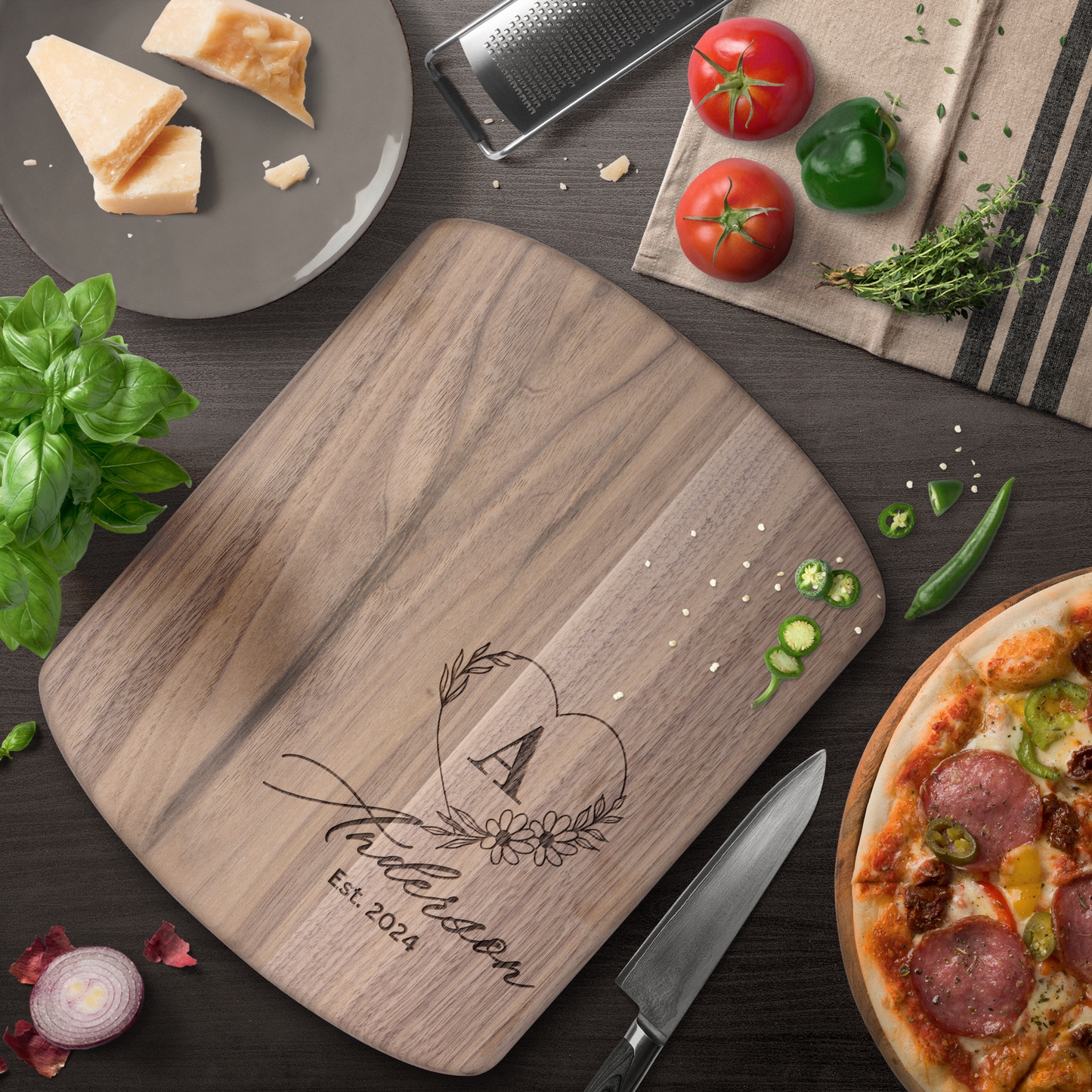 Personalized Engraved Hardwood Oval Cutting Board