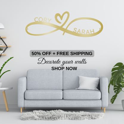 Infinity Couples Monogram - Steel Sign