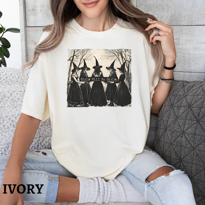 Comfort Color Girls Will Be Girls Witch Halloween T-Shirt, Girls Will Be Girls Halloween Witch Shirt, Witch T-shirt, Halloween Women Shirt, Witchy Vibes Tees, Halloween Gift for Women
