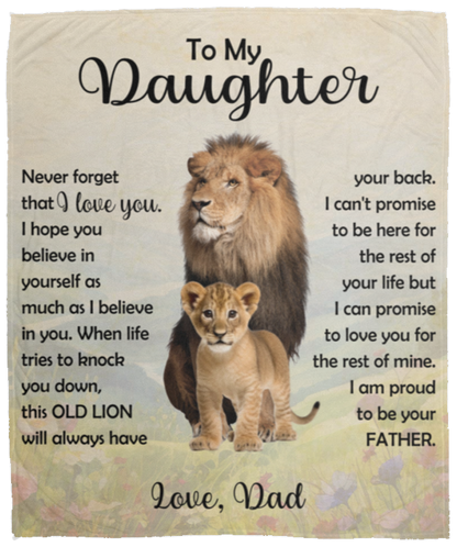 To My Daughter Lion Blanket From Dad