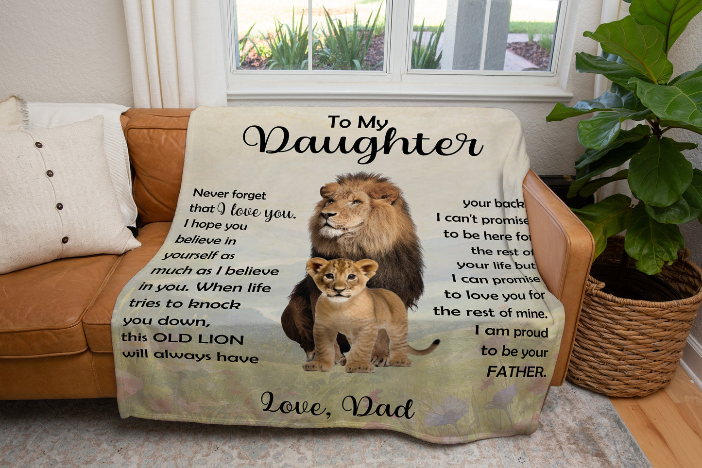 To My Daughter Lion Blanket From Dad