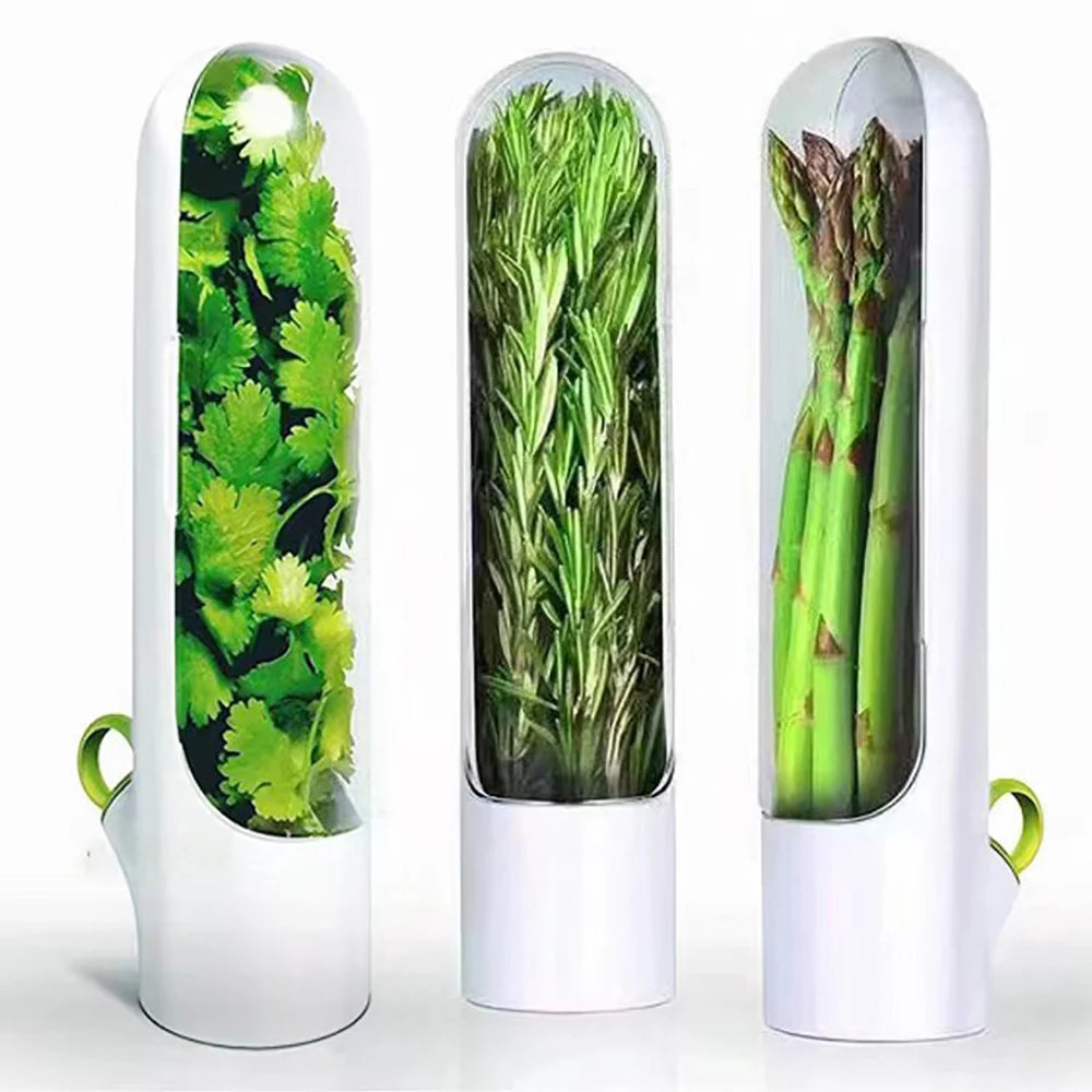 New Herb Saver Storage Container Fresh Keeper Vanilla Vegetables Fresh Preservation Bottle for Refrigerator Kitchen Gadgets