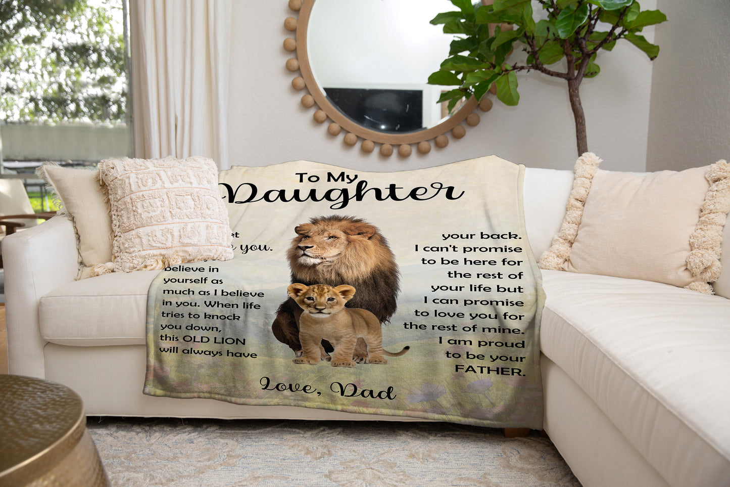 To My Daughter Lion Blanket From Dad