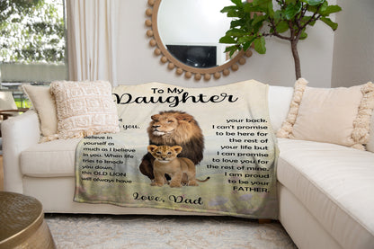 To My Daughter Lion Blanket From Dad